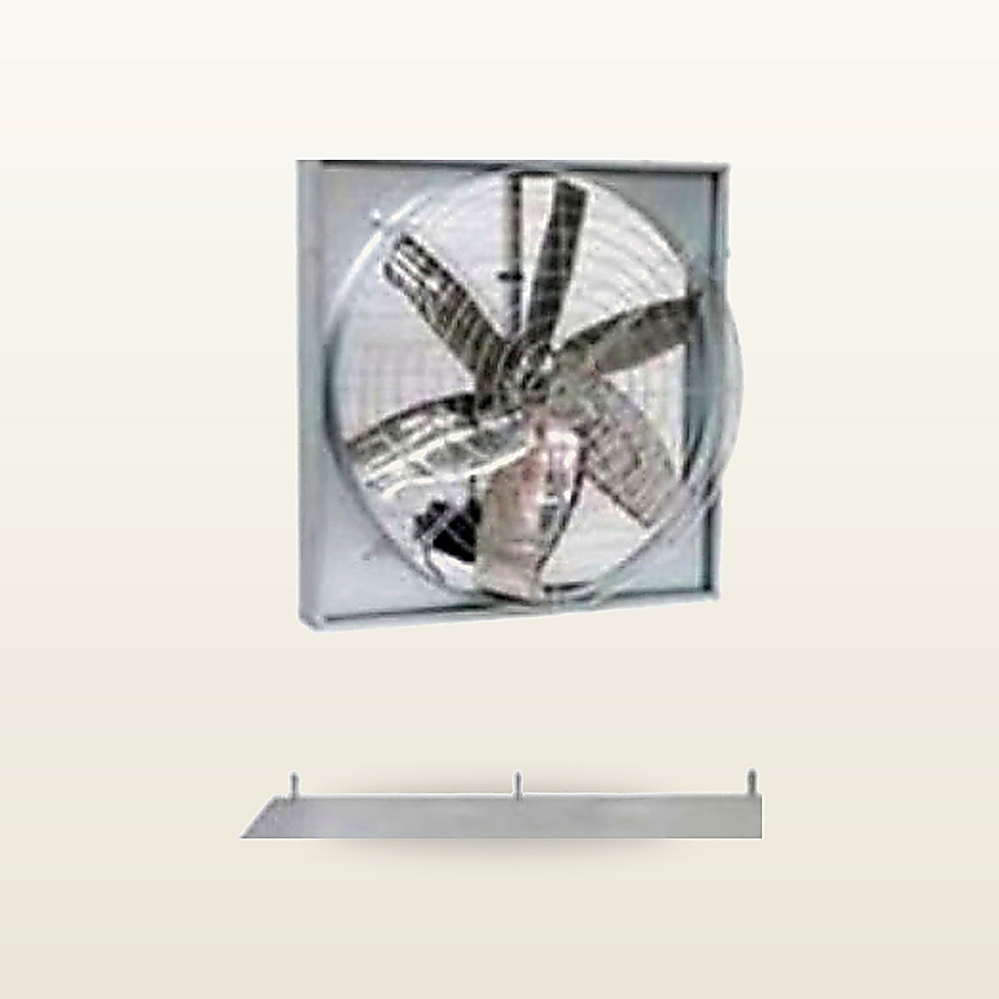 Box exhaust fan with red blades